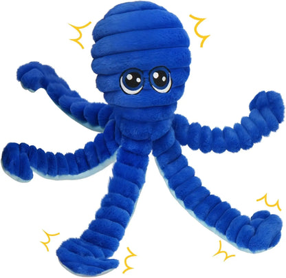 Prime Pets Extra Large Plush Octopus Dog Toy - 27” Crinkle Squeaky Chew Toy for Large Dogs, Ideal for Tug of War, Yellow