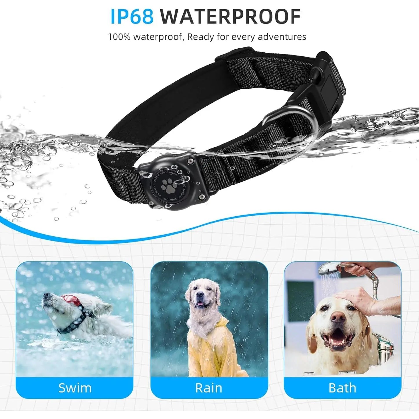 Heavy-Duty Tactical Dog Collar with Integrated Anti-Lost Airtag Holder | 100% Waterproof, Padded, and Reflective for Medium to Large Dogs