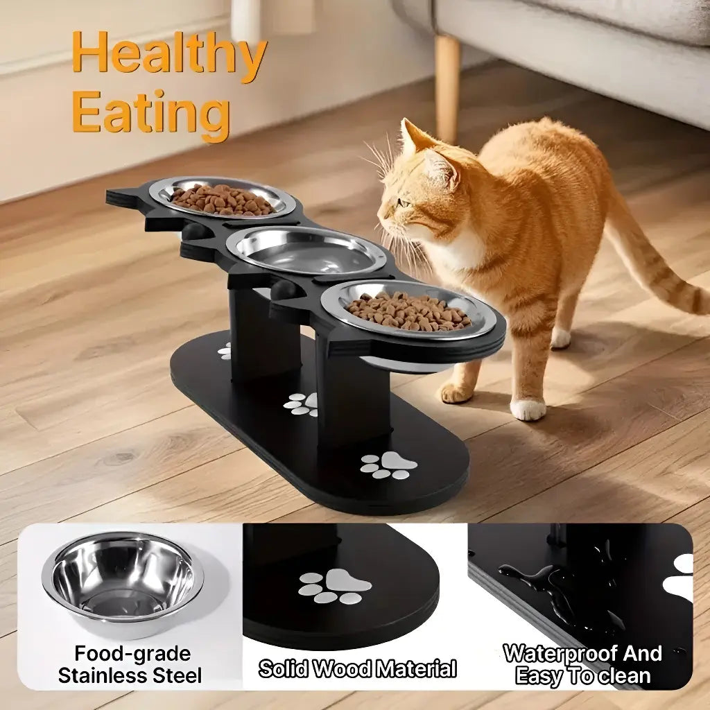 Elevated Pet Feeder with 15-Degree Tilted Bowls and Adjustable Height for Enhanced Comfort in Feeding