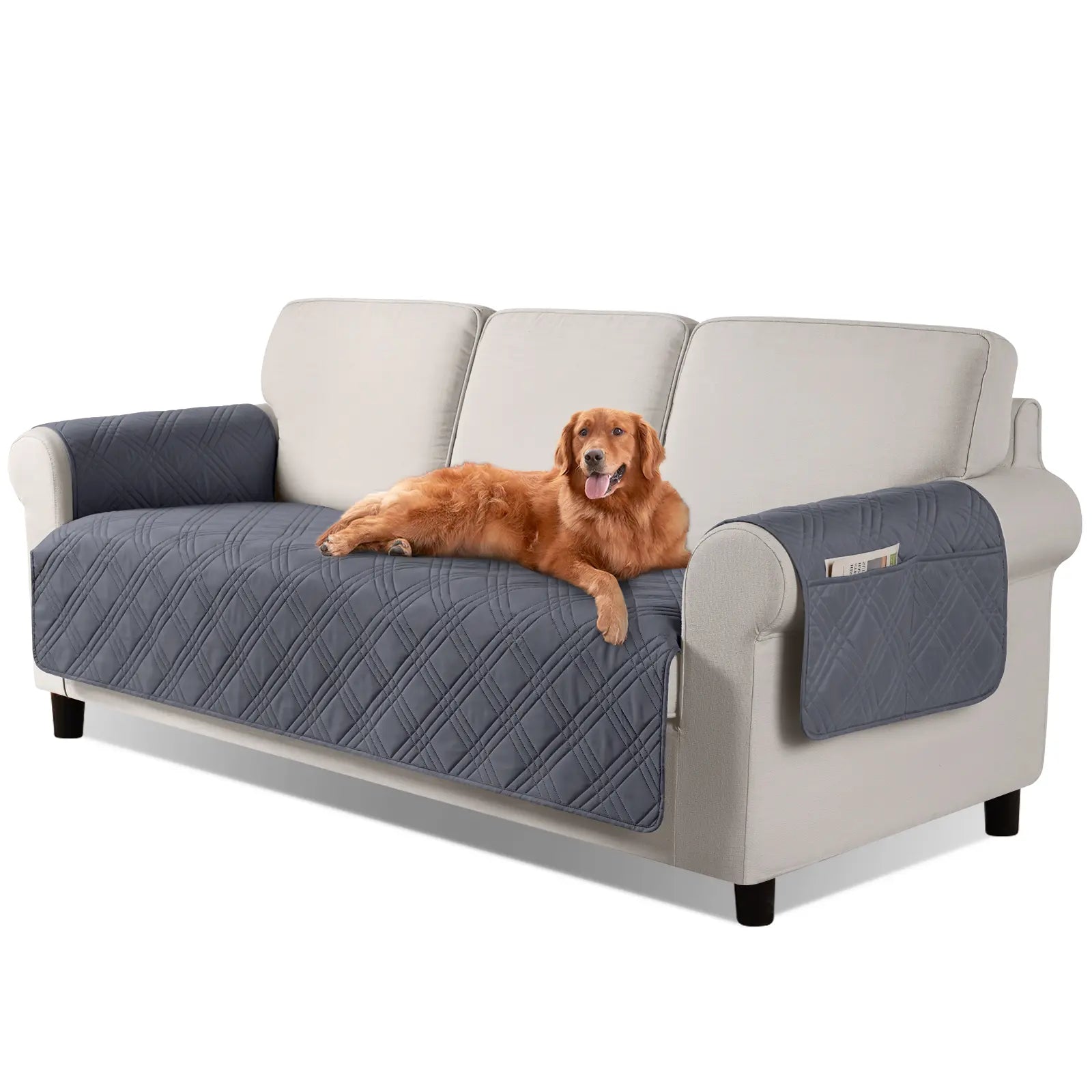 TAOCOCO Waterproof Pet Couch Cover with Non-Slip Backing, Washable Sofa Protector and Slipcover for 3-Cushion Sofas with Side Pocket