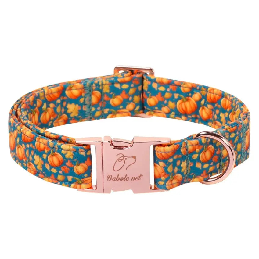 Fall Pumpkin Latte Themed Adjustable Heavy-Duty Small Dog Collar with Metal Buckle, XS Size