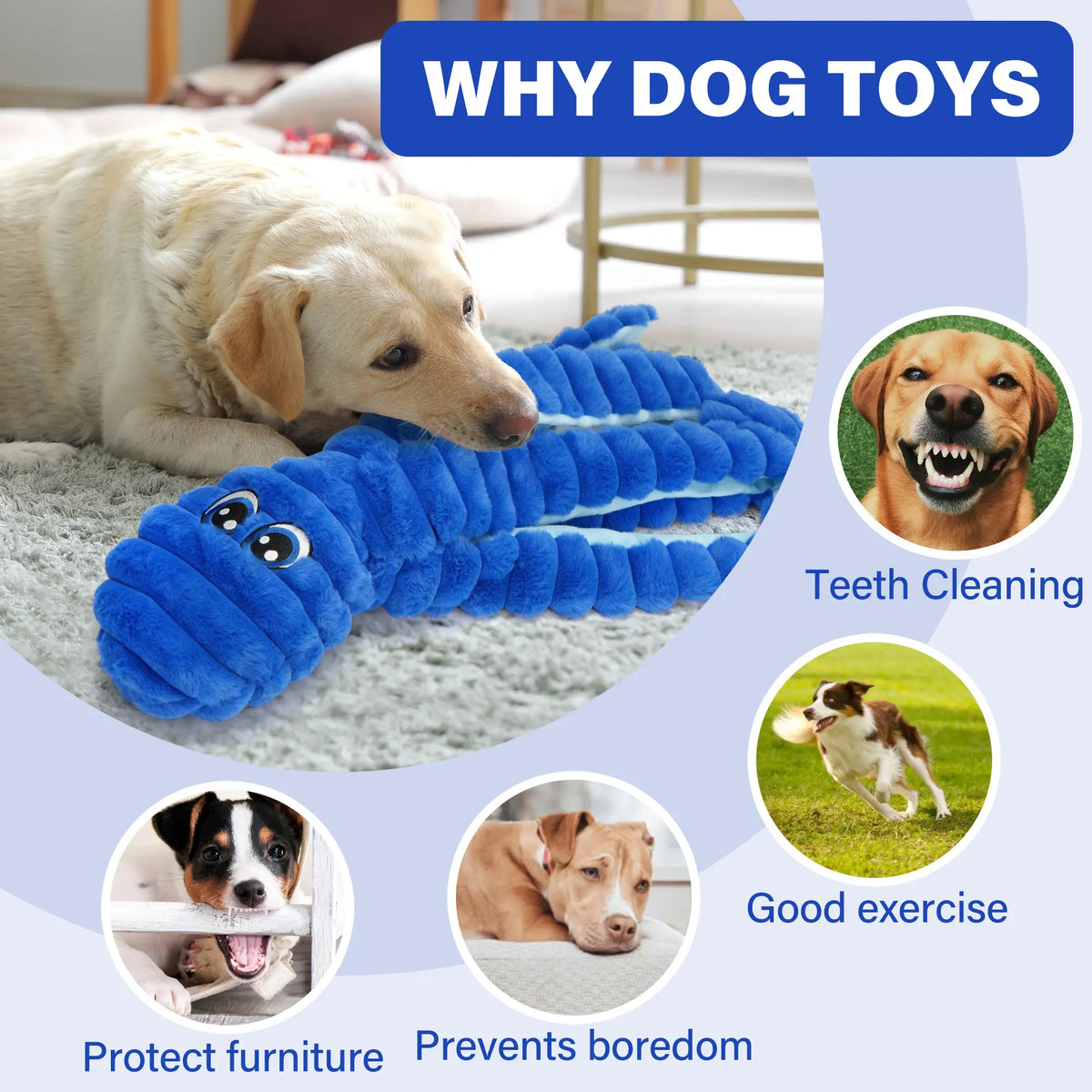 Prime Pets Extra Large Plush Octopus Dog Toy - 27” Crinkle Squeaky Chew Toy for Large Dogs, Ideal for Tug of War, Yellow