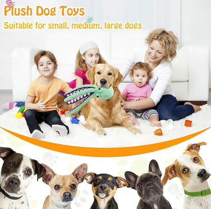 Premium Plush Squeaky Dog Toy for Dogs of All Sizes - Interactive Soft Fabric Chew Toy for Boredom Relief and Indoor Play - MRWJ