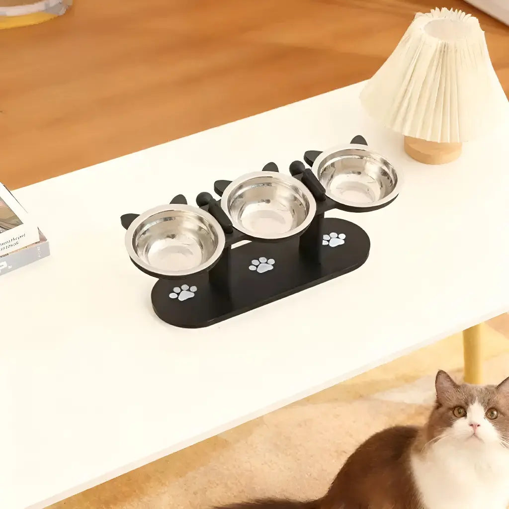 Elevated Pet Feeder with 15-Degree Tilted Bowls and Adjustable Height for Enhanced Comfort in Feeding