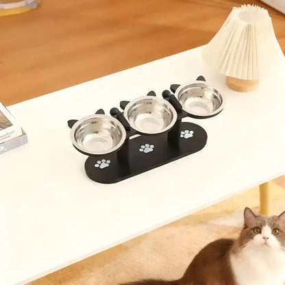 Elevated Pet Feeder with 15-Degree Tilted Bowls and Adjustable Height for Enhanced Comfort in Feeding