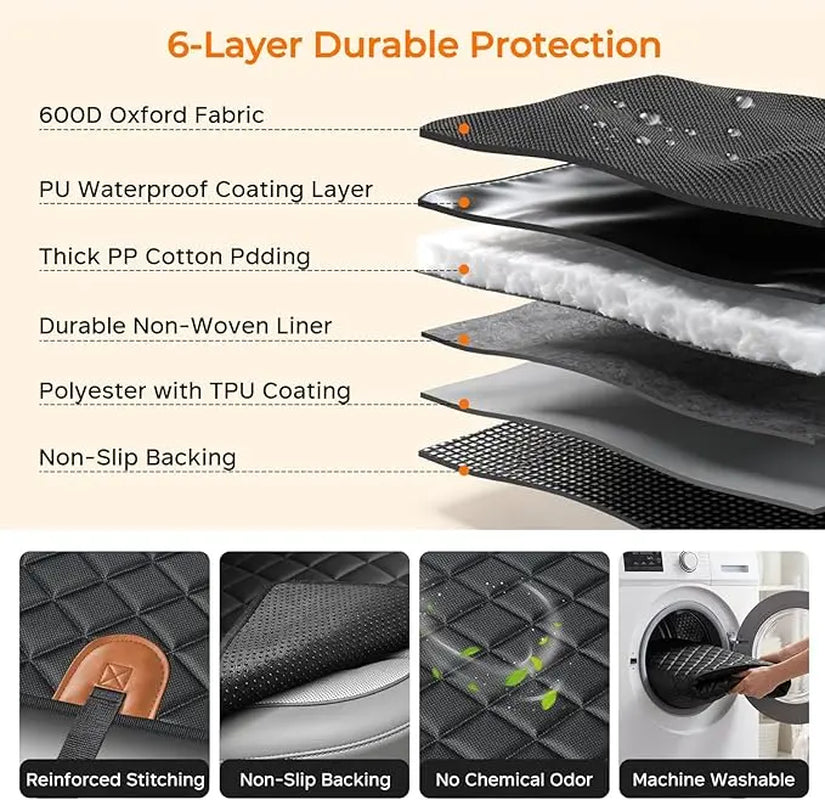 Premium Waterproof Dog Car Seat Cover - Universal Fit, Scratchproof, Non-Slip, Washable Travel Mat for All Seasons