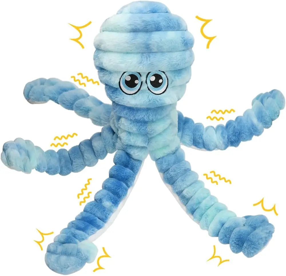 Prime Pets Extra Large Plush Octopus Dog Toy - 27” Crinkle Squeaky Chew Toy for Large Dogs, Ideal for Tug of War, Yellow