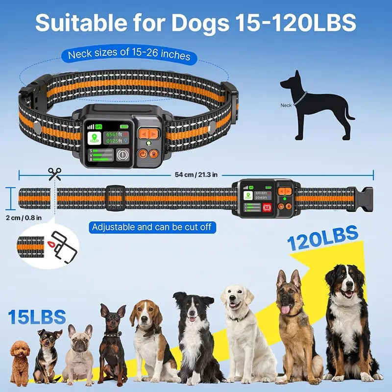 Wireless GPS Outdoor Dog Fence System with Perimeter Collar Training, IPX7 Waterproof, Beep, Vibration, and Shock Correction Features