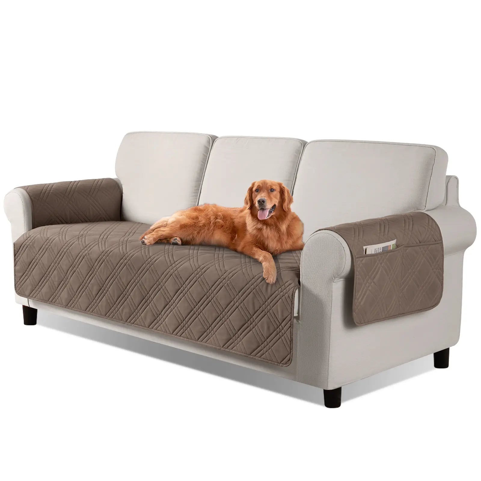 TAOCOCO Waterproof Pet Couch Cover with Non-Slip Backing, Washable Sofa Protector and Slipcover for 3-Cushion Sofas with Side Pocket