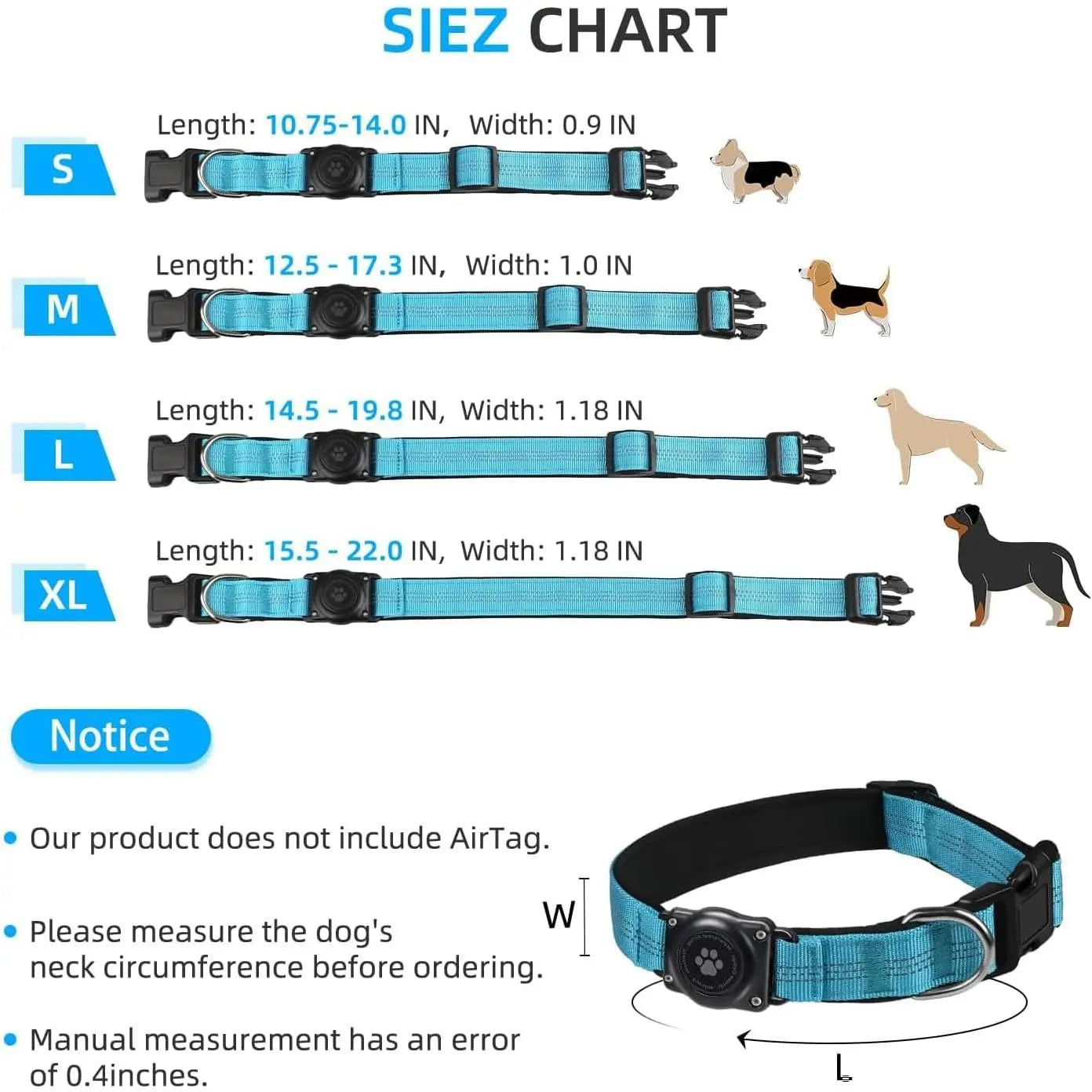 Heavy-Duty Tactical Dog Collar with Integrated Anti-Lost Airtag Holder | 100% Waterproof, Padded, and Reflective for Medium to Large Dogs