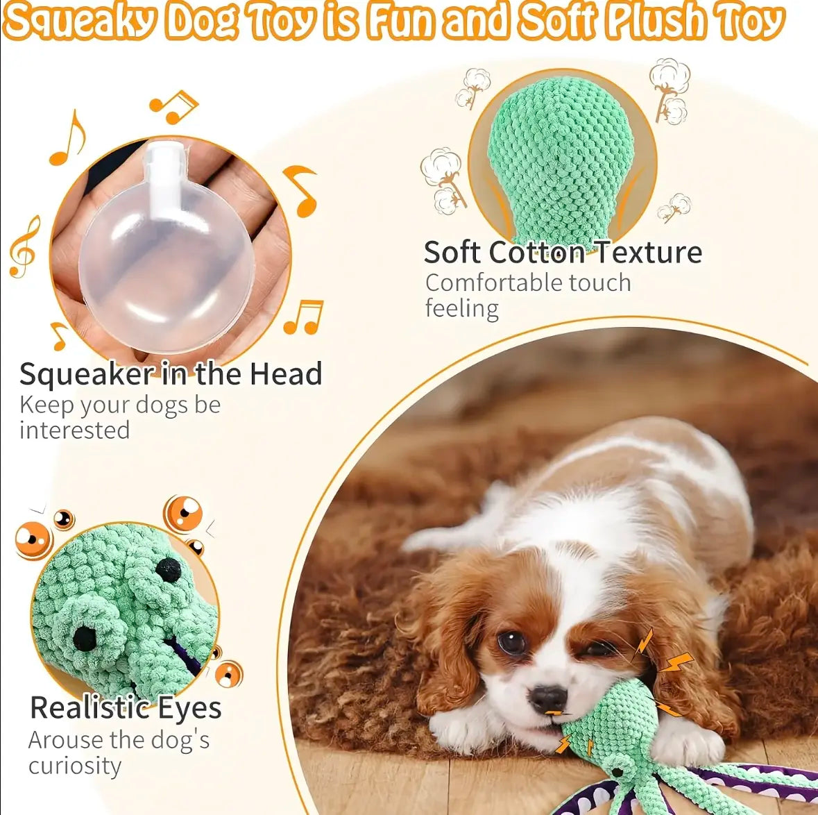 Premium Plush Squeaky Dog Toy for Dogs of All Sizes - Interactive Soft Fabric Chew Toy for Boredom Relief and Indoor Play - MRWJ