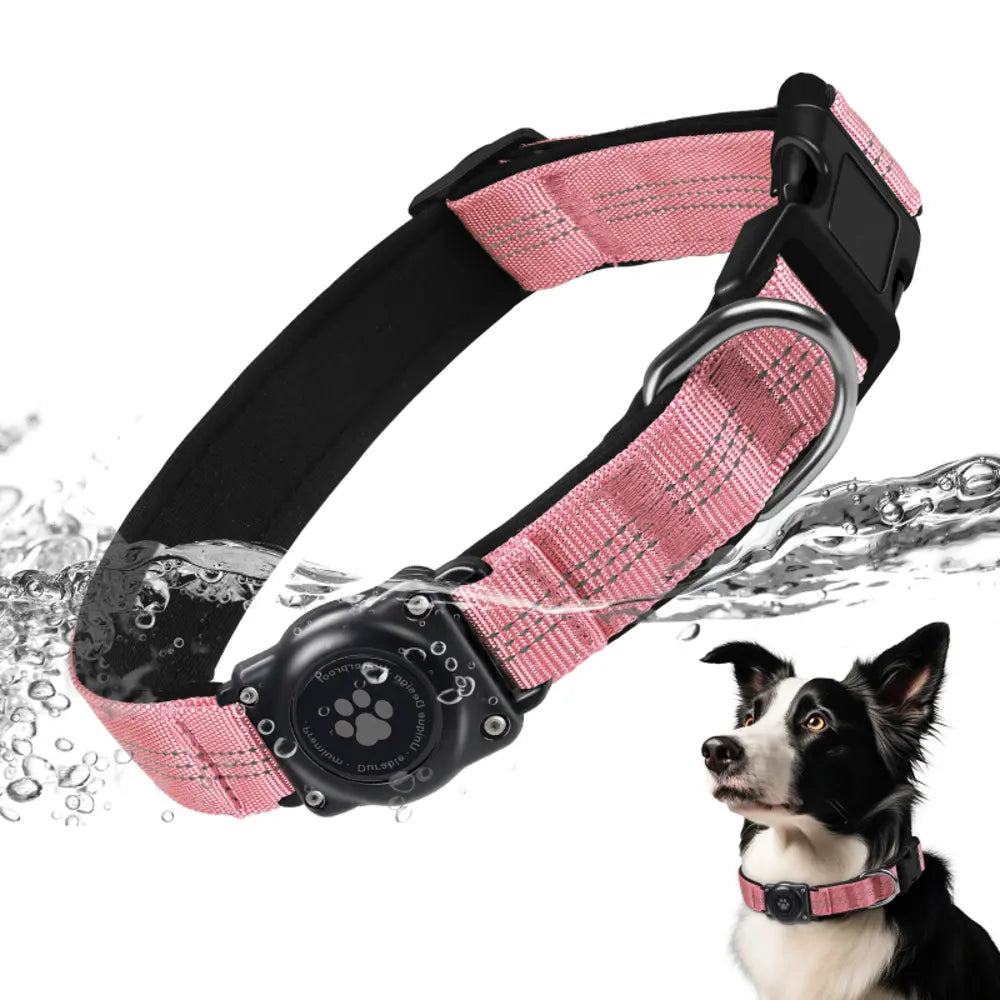 Heavy-Duty Tactical Dog Collar with Integrated Anti-Lost Airtag Holder | 100% Waterproof, Padded, and Reflective for Medium to Large Dogs