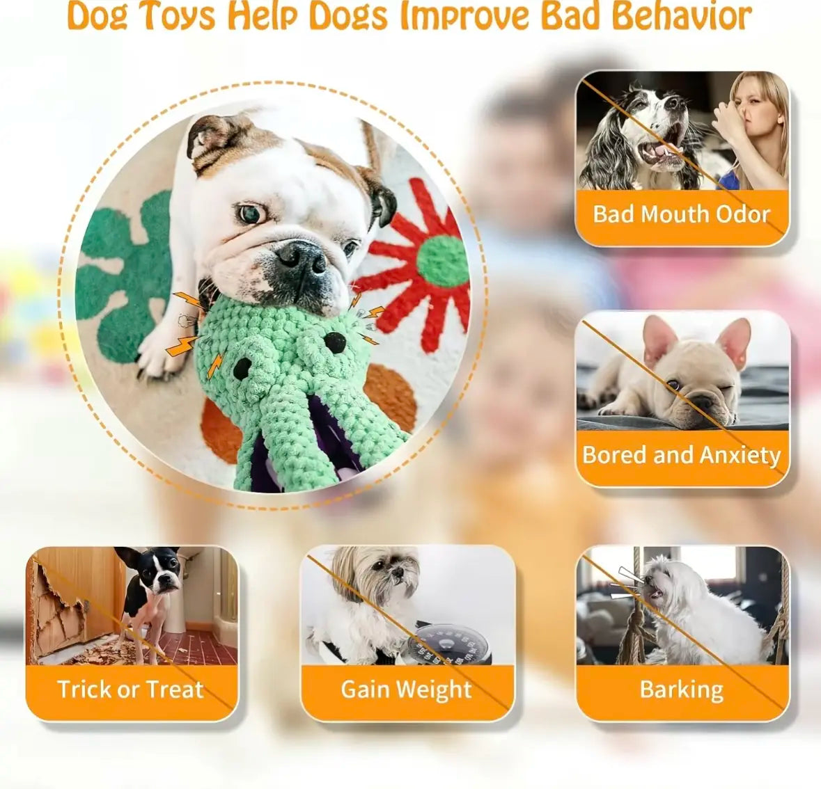 Premium Plush Squeaky Dog Toy for Dogs of All Sizes - Interactive Soft Fabric Chew Toy for Boredom Relief and Indoor Play - MRWJ