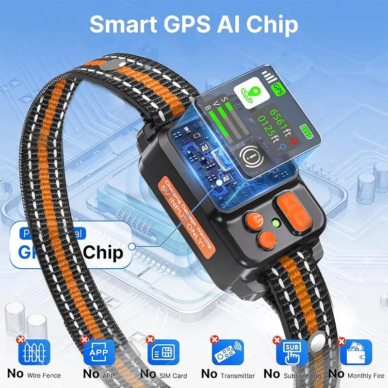 Wireless GPS Outdoor Dog Fence System with Perimeter Collar Training, IPX7 Waterproof, Beep, Vibration, and Shock Correction Features