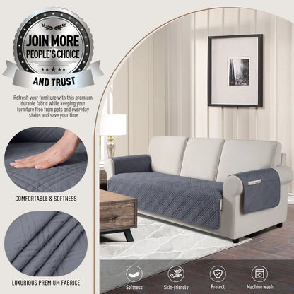 TAOCOCO Waterproof Pet Couch Cover with Non-Slip Backing, Washable Sofa Protector and Slipcover for 3-Cushion Sofas with Side Pocket