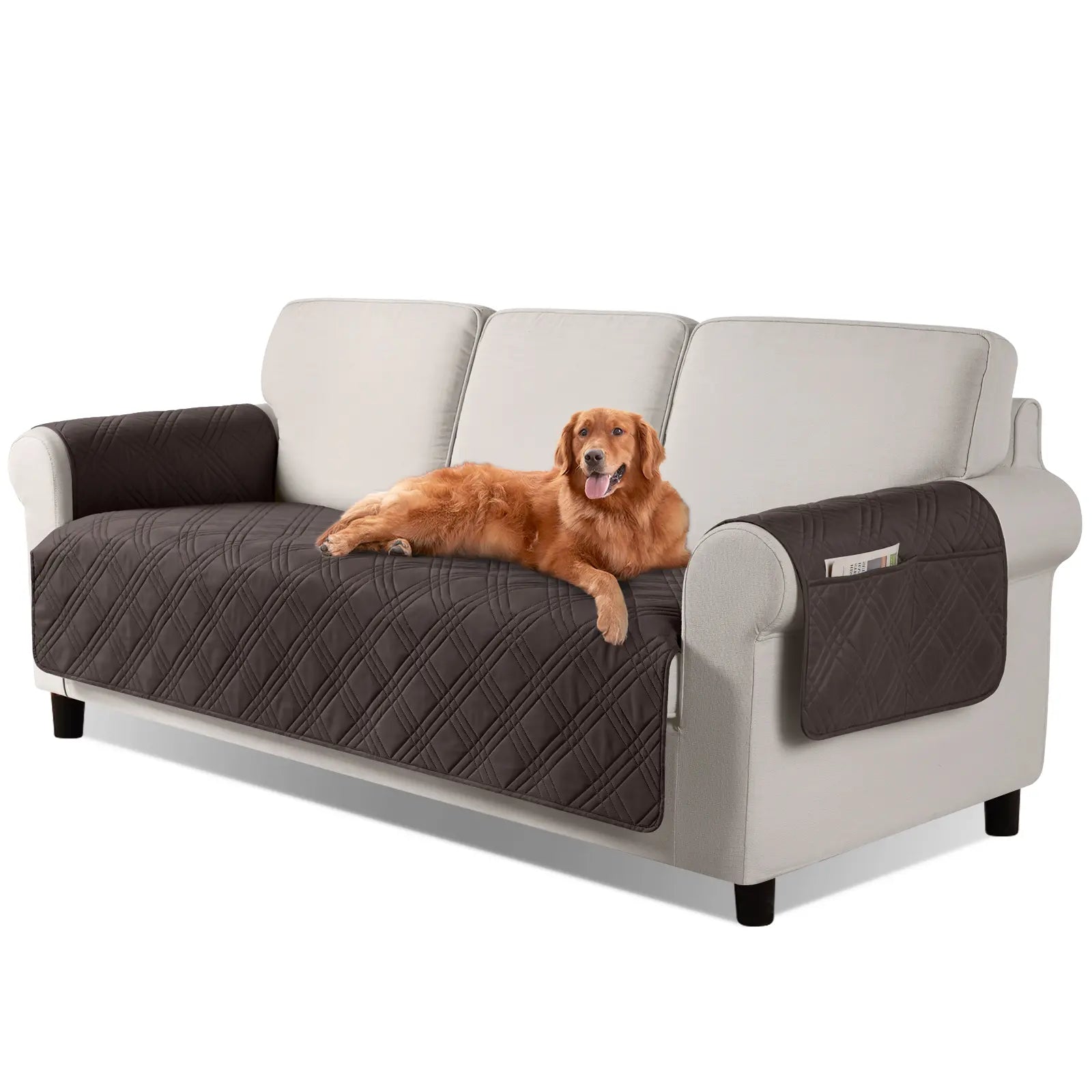 TAOCOCO Waterproof Pet Couch Cover with Non-Slip Backing, Washable Sofa Protector and Slipcover for 3-Cushion Sofas with Side Pocket