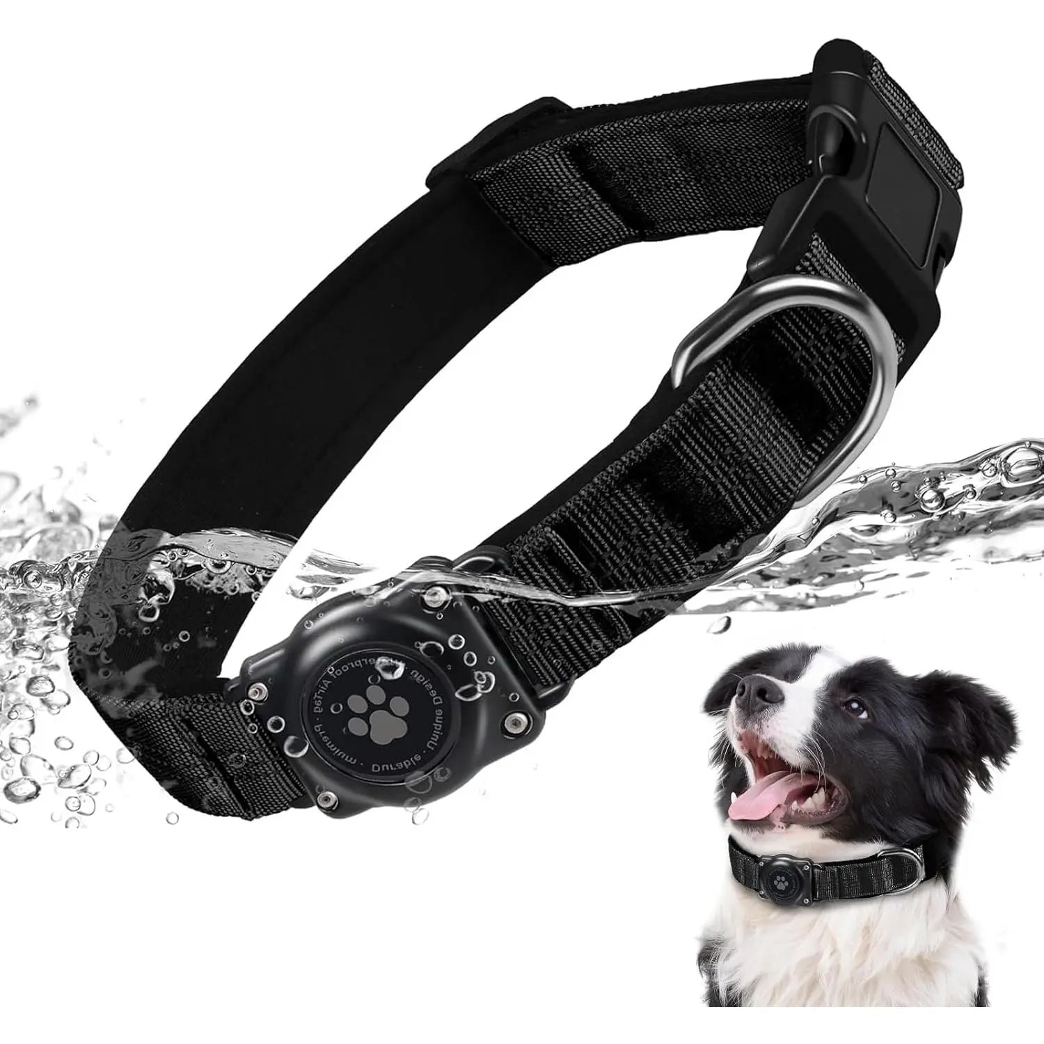 Heavy-Duty Tactical Dog Collar with Integrated Anti-Lost Airtag Holder | 100% Waterproof, Padded, and Reflective for Medium to Large Dogs