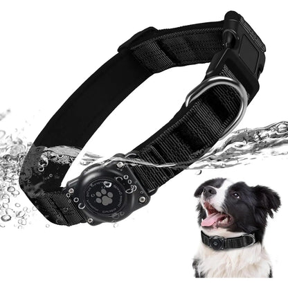 Heavy-Duty Tactical Dog Collar with Integrated Anti-Lost Airtag Holder | 100% Waterproof, Padded, and Reflective for Medium to Large Dogs