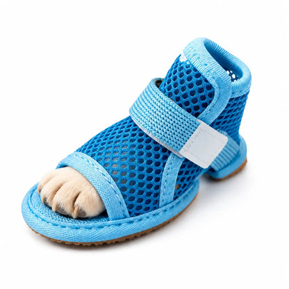 Breathable Mesh Dog Shoes - Set of 4, Anti-Slip Adjustable Strap Lightweight Paw Protectors for Summer Outdoor Activities