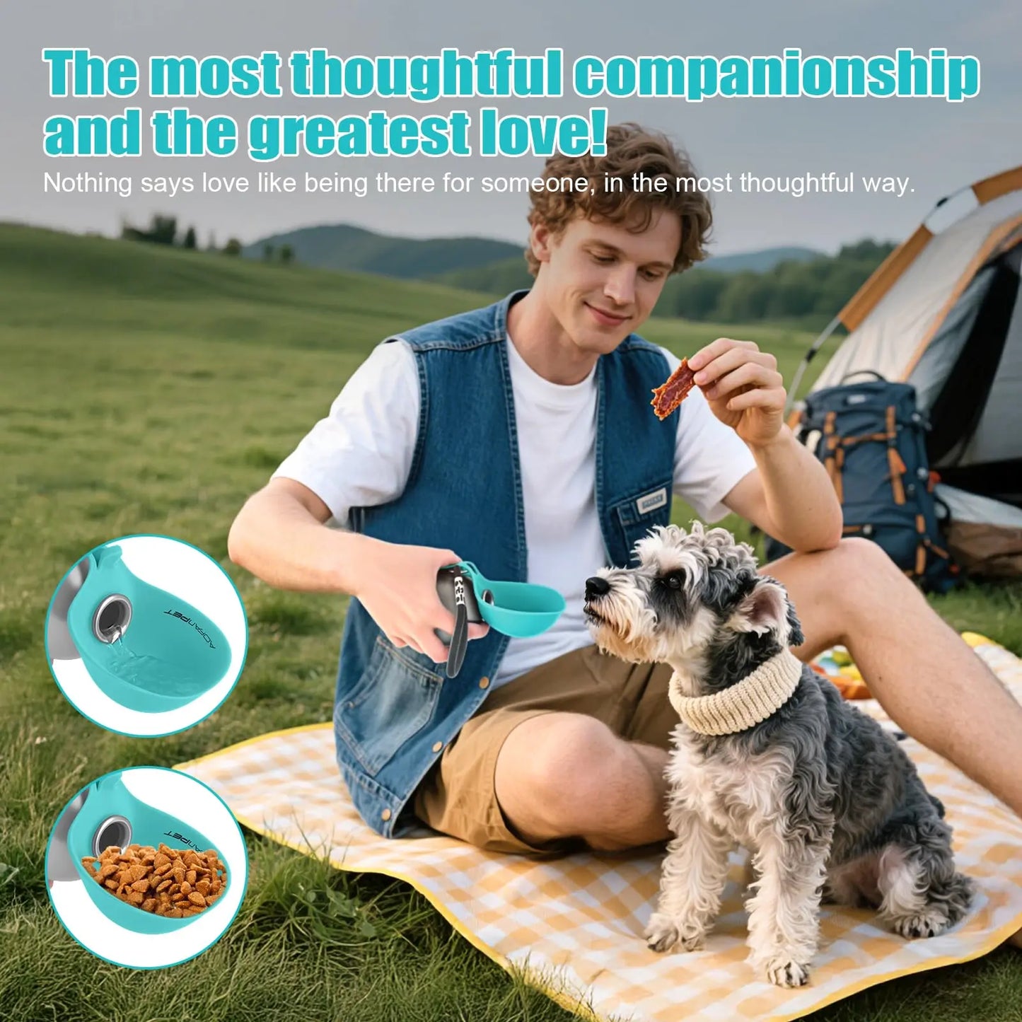 Lumikata 2-in-1 Portable Dog Water Bottle and Bowl, 10oz Stainless Steel Leak-Proof Tumbler for Dogs, Ideal for Walks and Travel