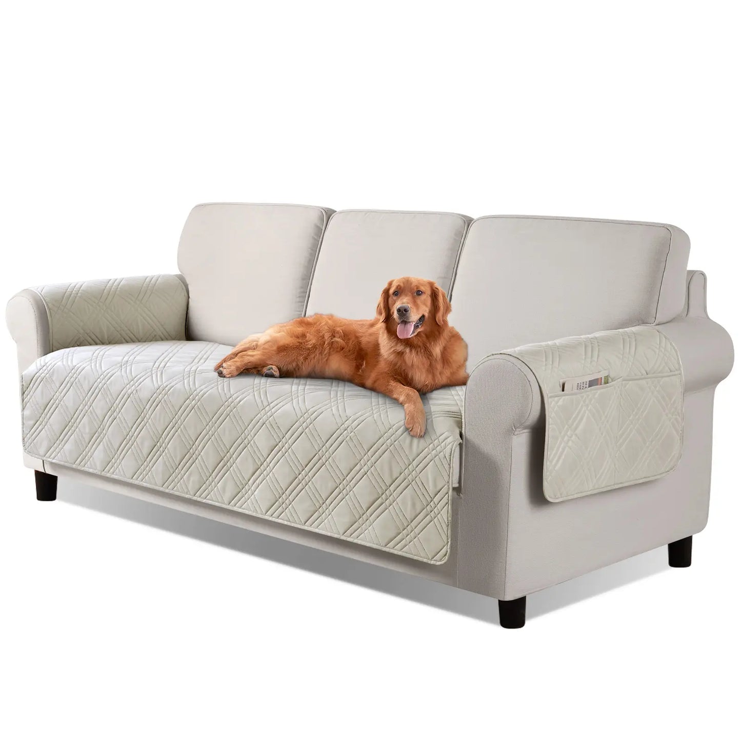TAOCOCO Waterproof Pet Couch Cover with Non-Slip Backing, Washable Sofa Protector and Slipcover for 3-Cushion Sofas with Side Pocket