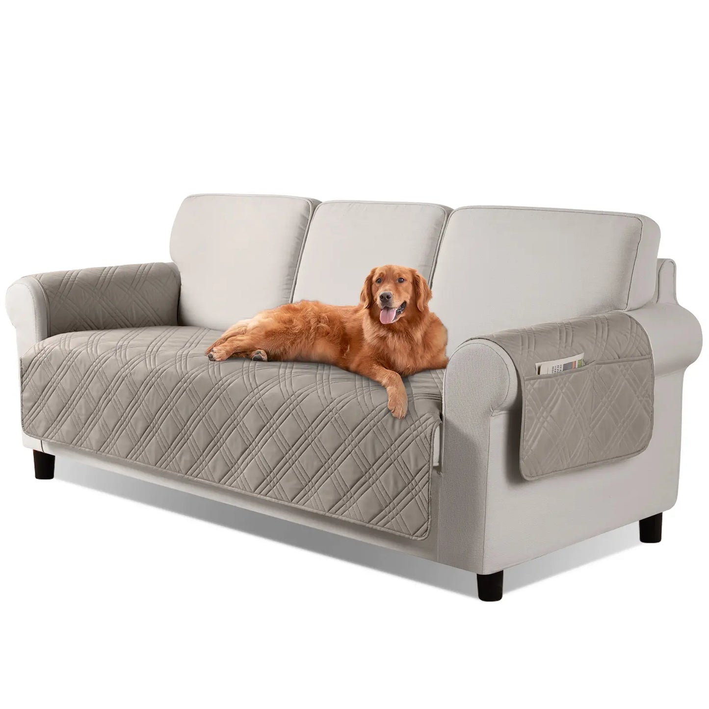 TAOCOCO Waterproof Pet Couch Cover with Non-Slip Backing, Washable Sofa Protector and Slipcover for 3-Cushion Sofas with Side Pocket