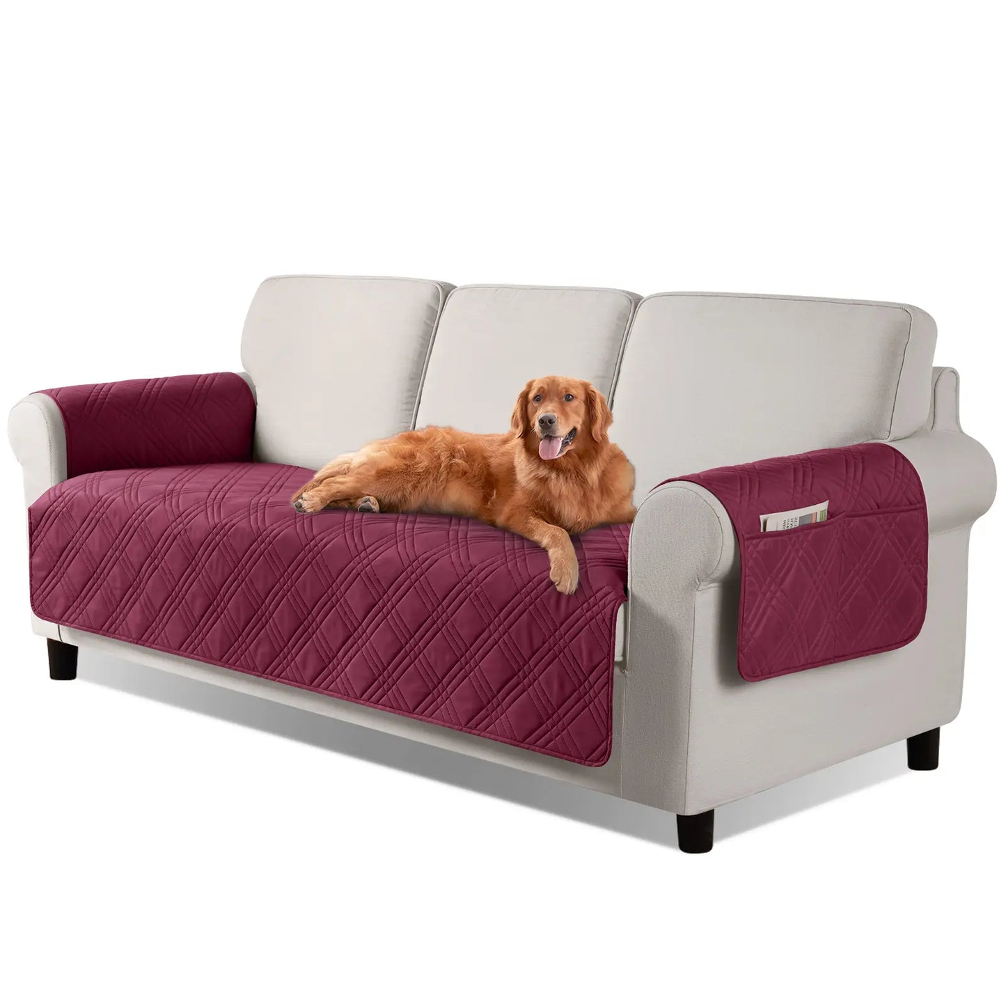 TAOCOCO Waterproof Pet Couch Cover with Non-Slip Backing, Washable Sofa Protector and Slipcover for 3-Cushion Sofas with Side Pocket