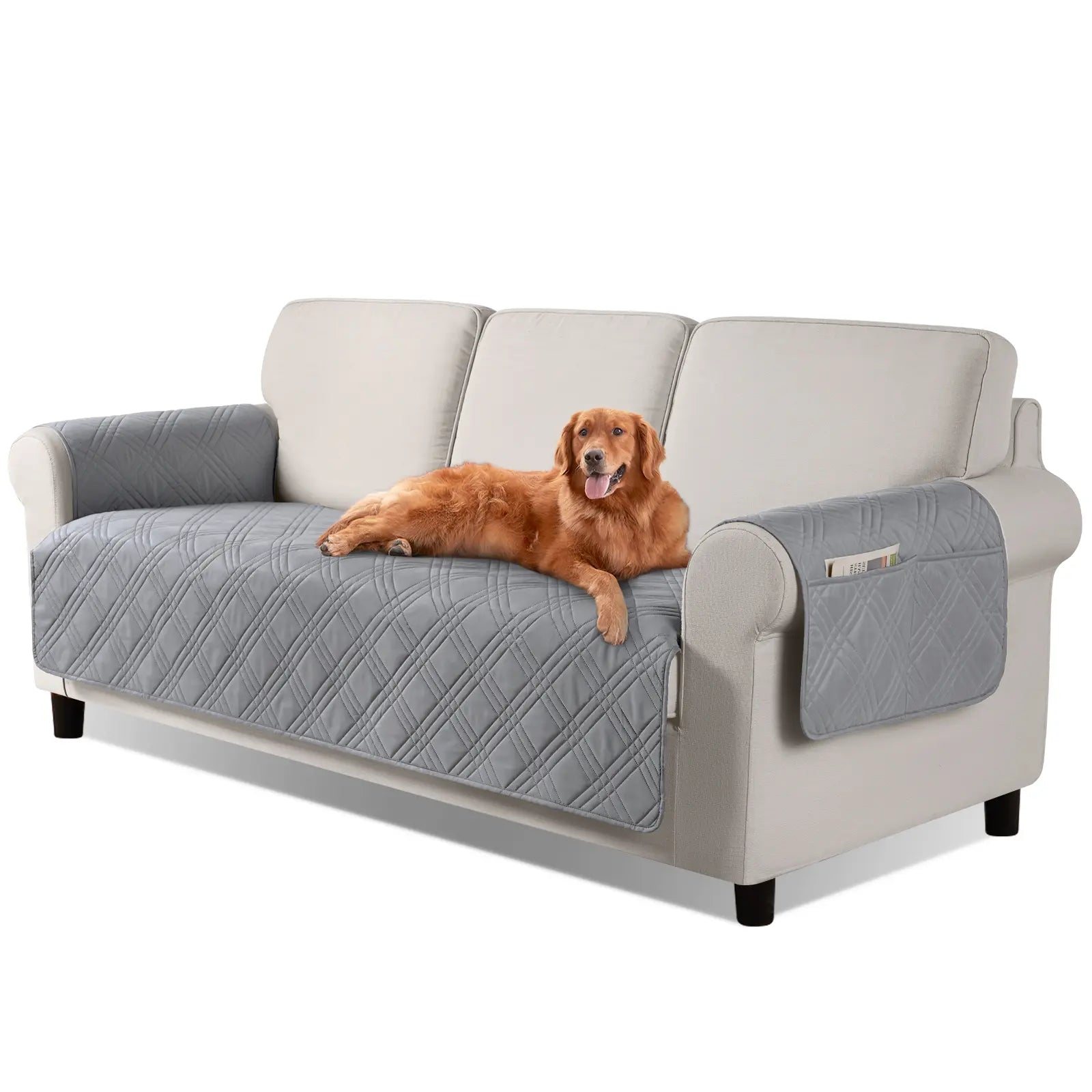 TAOCOCO Waterproof Pet Couch Cover with Non-Slip Backing, Washable Sofa Protector and Slipcover for 3-Cushion Sofas with Side Pocket