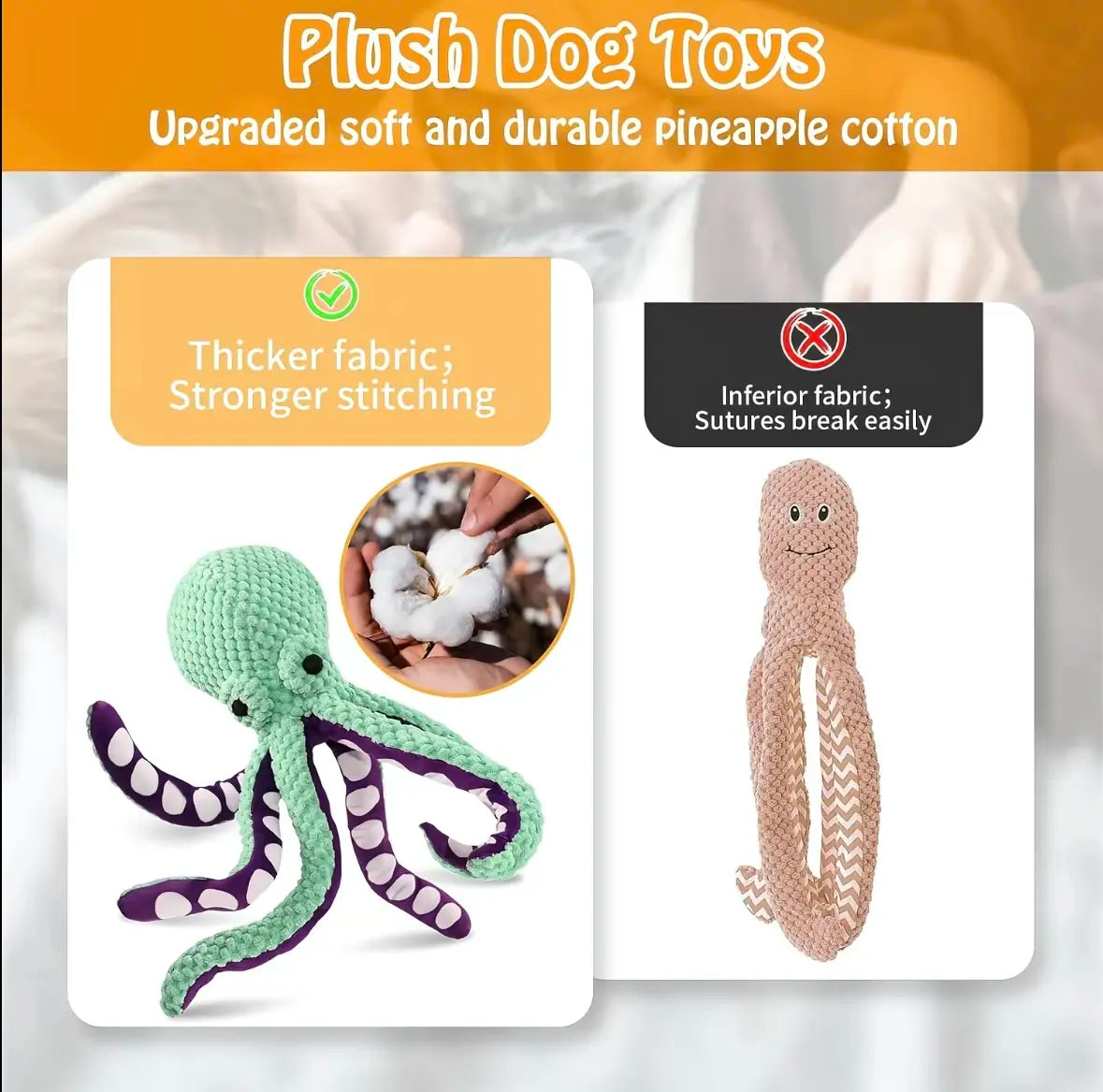 Premium Plush Squeaky Dog Toy for Dogs of All Sizes - Interactive Soft Fabric Chew Toy for Boredom Relief and Indoor Play - MRWJ